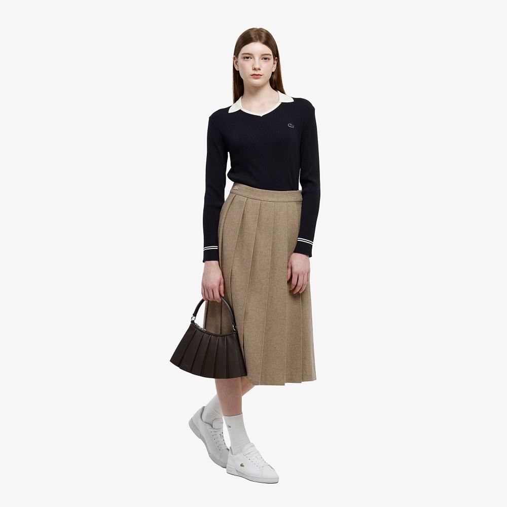 [lacoste] Women's Wool Pleated Midi Skirt JF427E-55NDPC