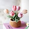 Handmade Woolen Yarn Flowers Crochet Knitting Kit No Finish Tulip Potted Flower  Desktop Ornament