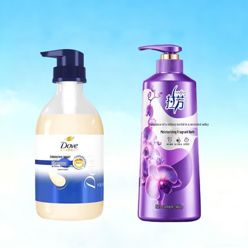 Dove Intensive Nourishing Shampoo & Lafang Orchid Shower Gel Set