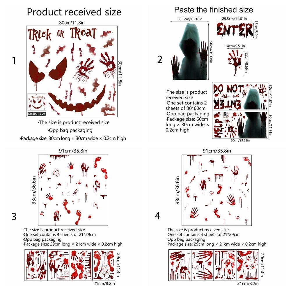 DIY Ghost Wall Sticker Self-paste Bloody Hand Decal Halloween Blood Handprints Sticker Party Decor