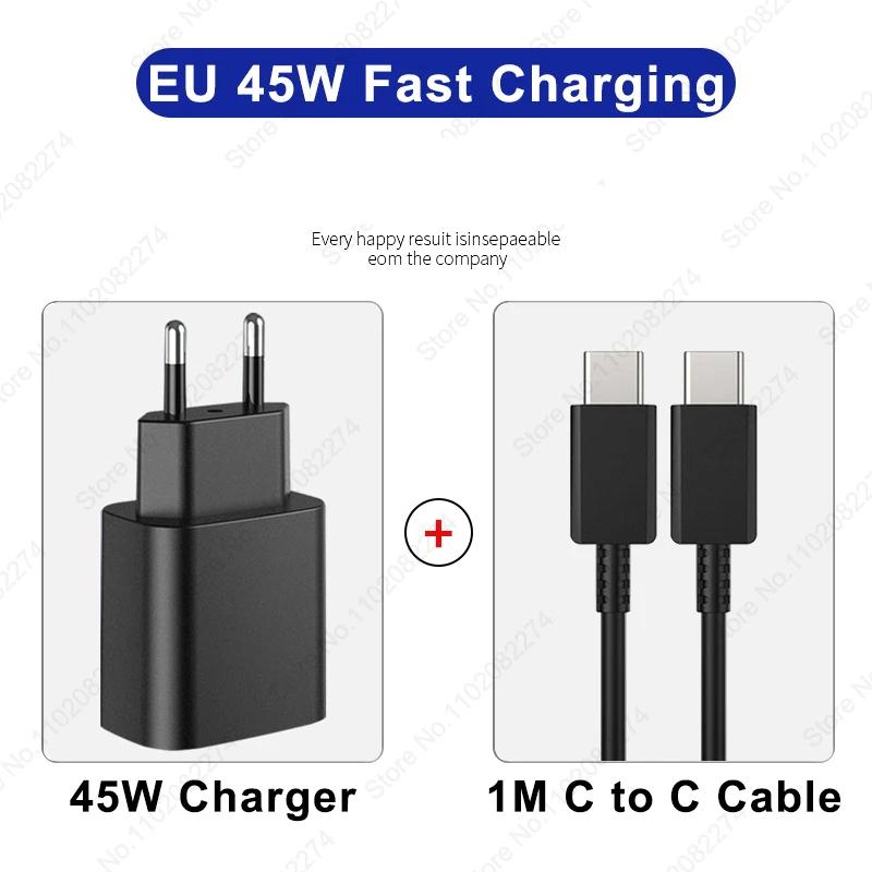 45W Super Fast Charger Type C Phone Adapter For Samsung Galaxy S23 S22 S24 Ultra A55 A35 A15 5G Plug Charger Fast Charging Cable