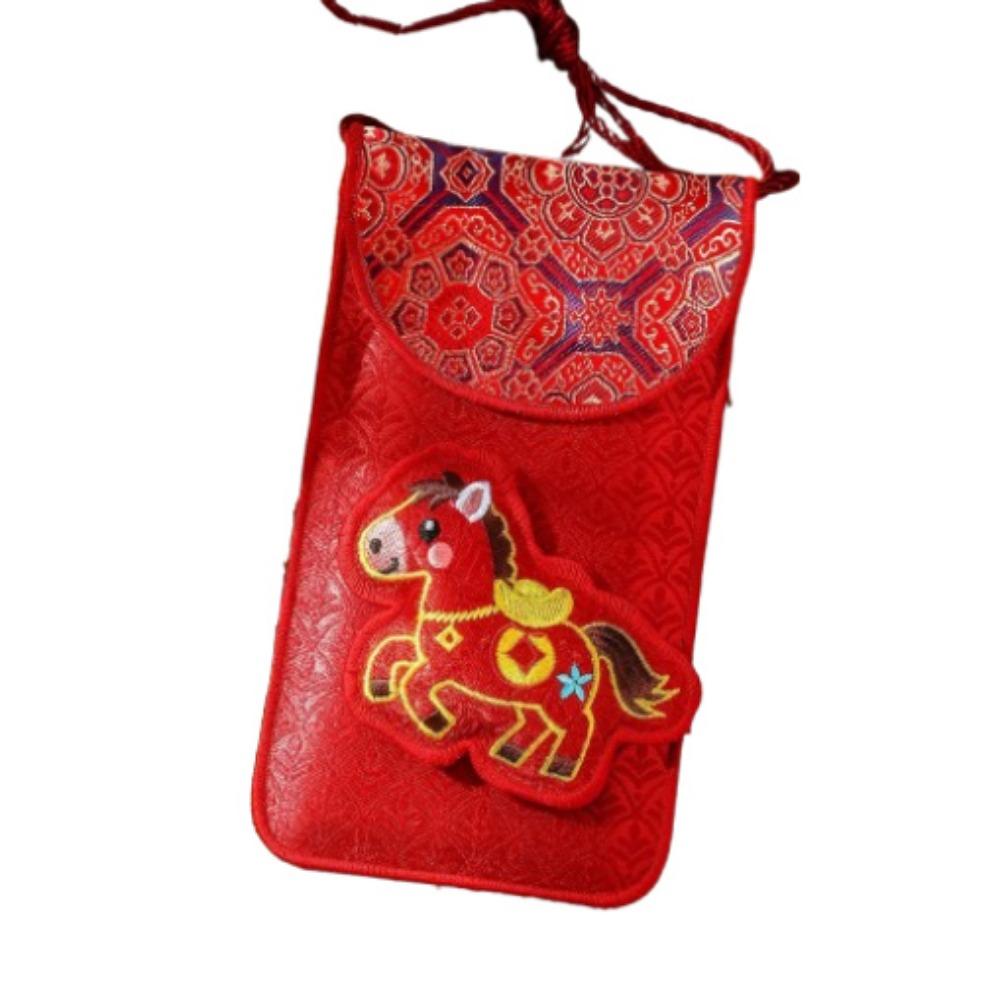 Chinese Style Horse Year Money Envelope Cartoon Creative Lucky Red Pocket Festival Thickened Cloth Red Envelope Chinese New Year