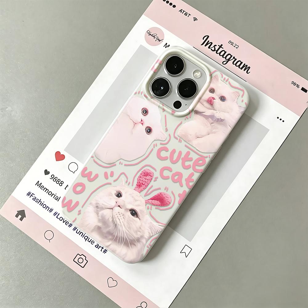Белый кот Чехол для телефона Для iPhone 17 16 15 14 Plus 13 Pro Max 12 11 17Air Funda Ударопрочный Чехол Coque