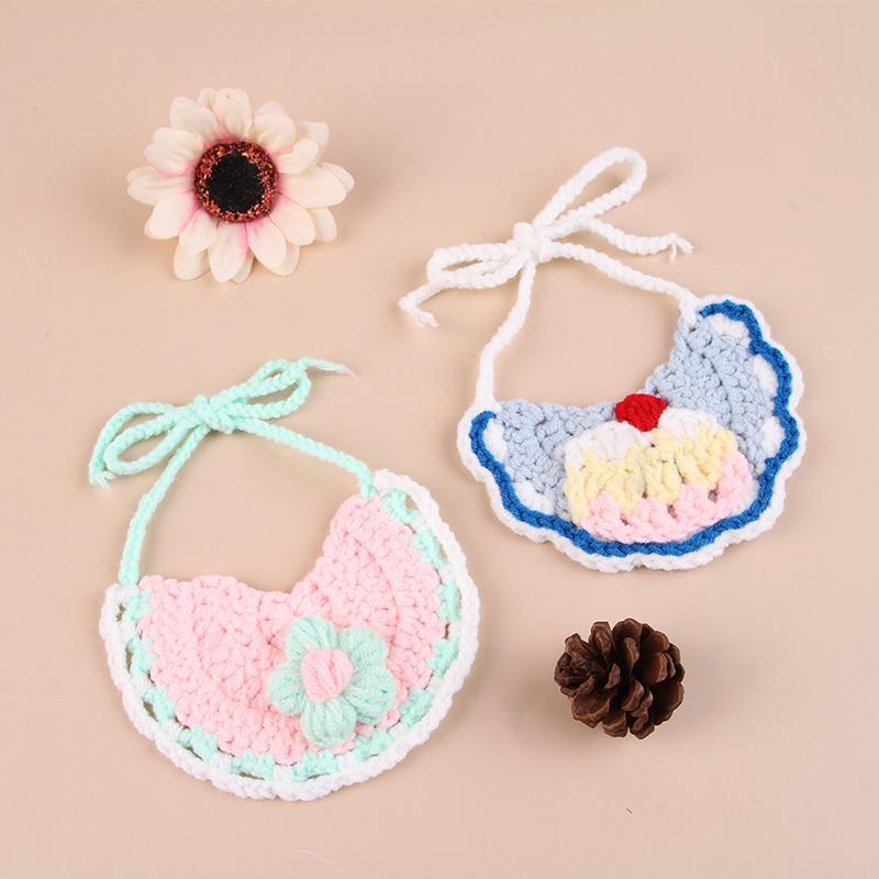 Princess Sweet Pet Scarf Knitted Hat For Cat Dog Soft Hand Woven Hat Cosplay Birthday Pet Costume Delicate Adjustable Pet Bibs