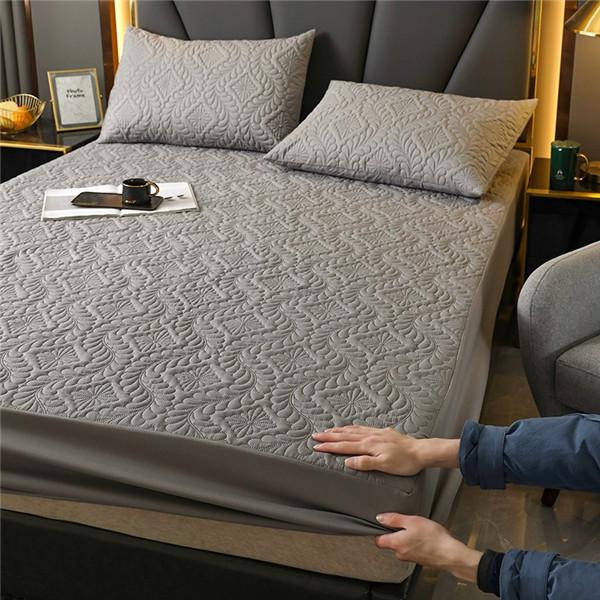 Стеганая водонепроницаемая простыня с эластичными защитными простынями для постельного белья, наматрасник, сплошное цветное постельное белье (Нет наволочки)