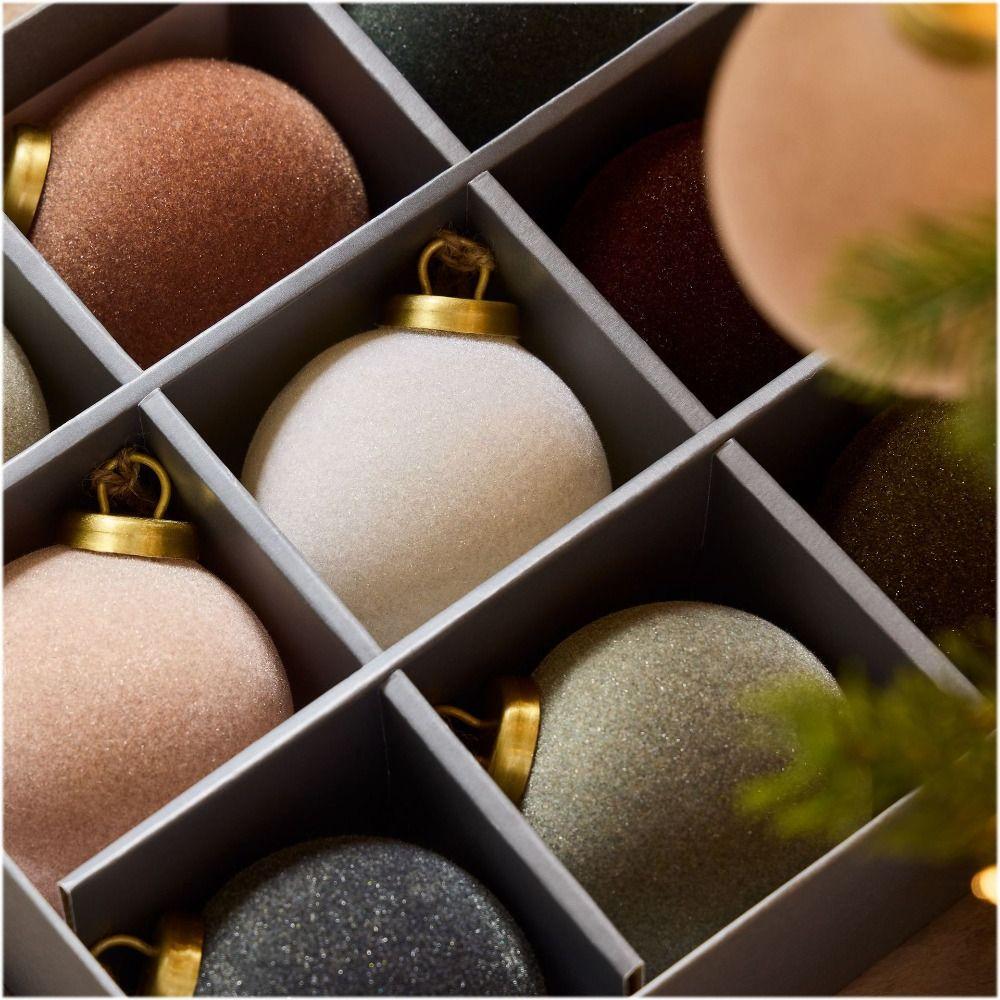 9pcs 8cm Velvet Christmas Ball Pendant Shatterproof Flocking Christmas Hanging Balls Reusable Xmas Tree Ornaments Party Favors