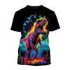 Модная мужская футболка с 3D-принтом и рисунком динозавра, летняя повседневная футболка унисекс с короткими рукавами и круглым вырезом, детские футболки Harajuku