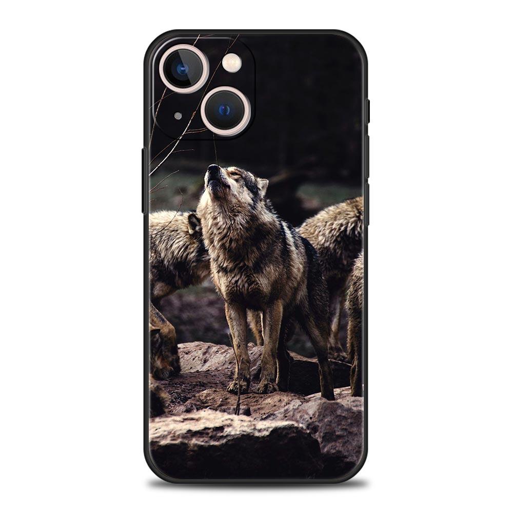 Чехол для телефона Cover для iPhone 17 Pro Max 16 15 14 13 12 11 Pro Max Plus 17AIR Ударопрочный Мягкий ТПУ Корпус Луна Воющий Волк Fundas