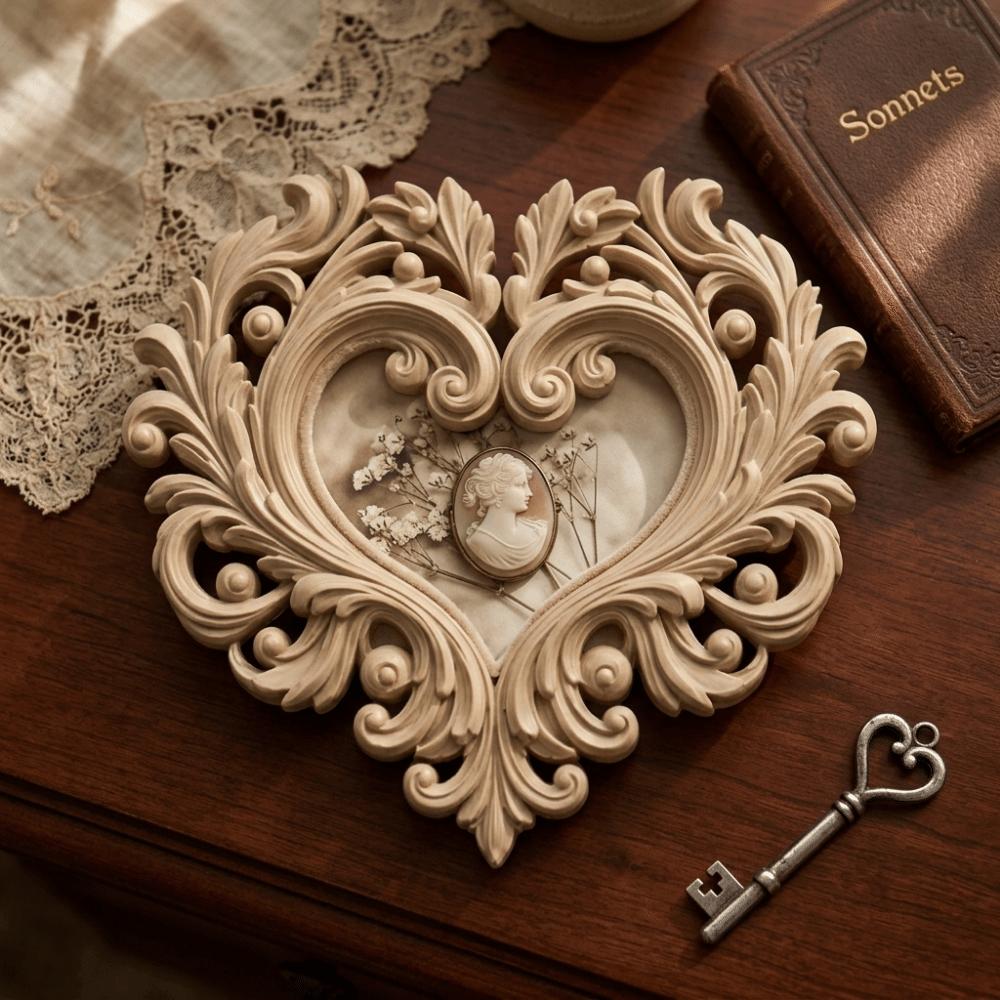 Carved Flower Vintage Picture Frame Heart Shape Wall Decoration Baroque Photo Frame Indoor Decor