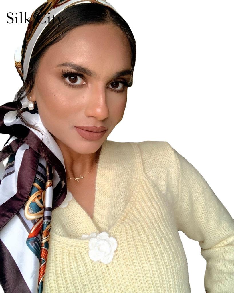High-quality Luxurious Silk Scarves Headband Scarfs Neck Scarf For Women Chain Silk Scarf Women's Decorative Shawl