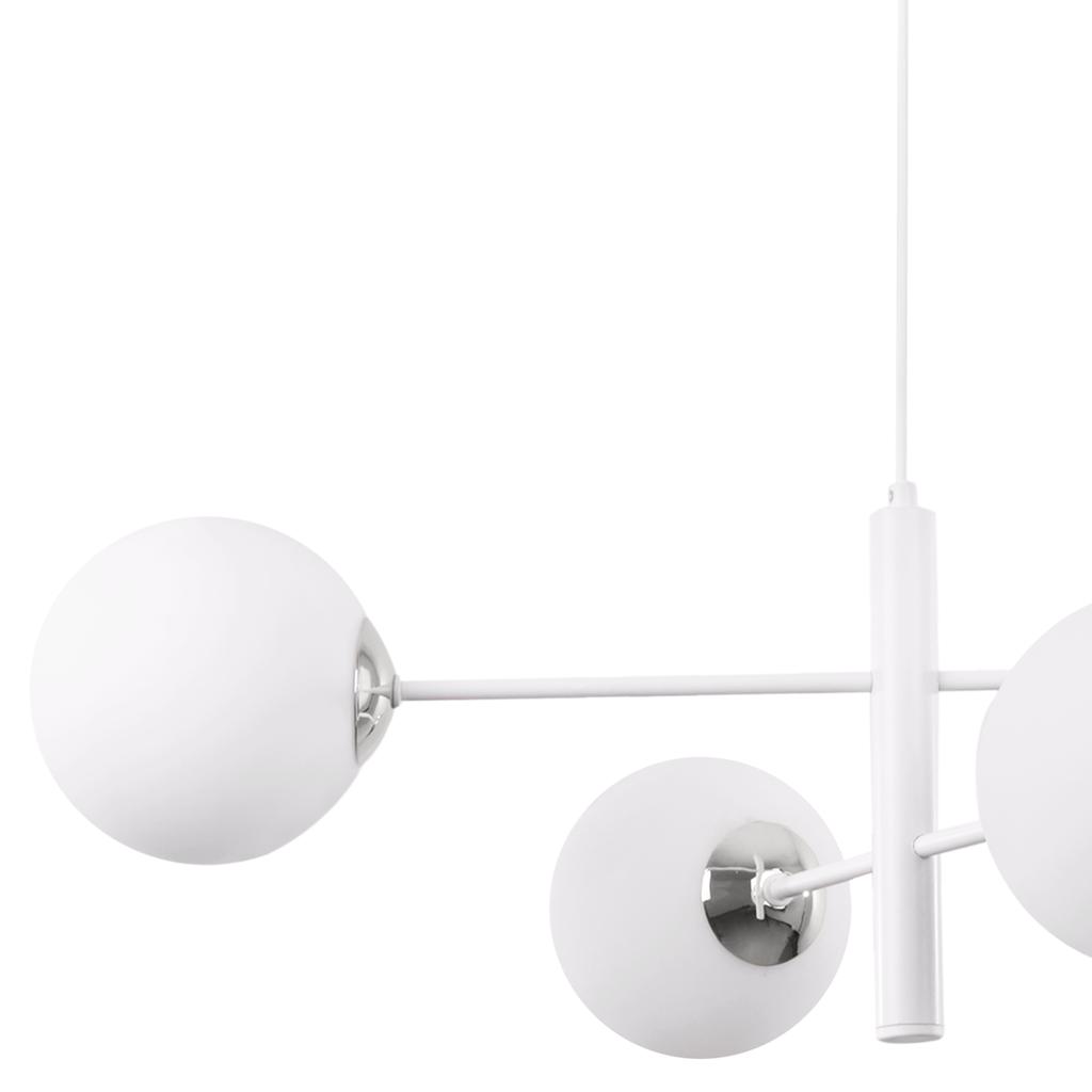 Vicenza white-chrome pendant lamp, 4-lamp, white E14 lampshade