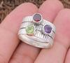 Amethyst, Peridot, Garnet Gemstone Ring, Spinner Band Ring, Designer Ring, Handmade Jewelry, Unisex Ring, 925 Sterling Silver
