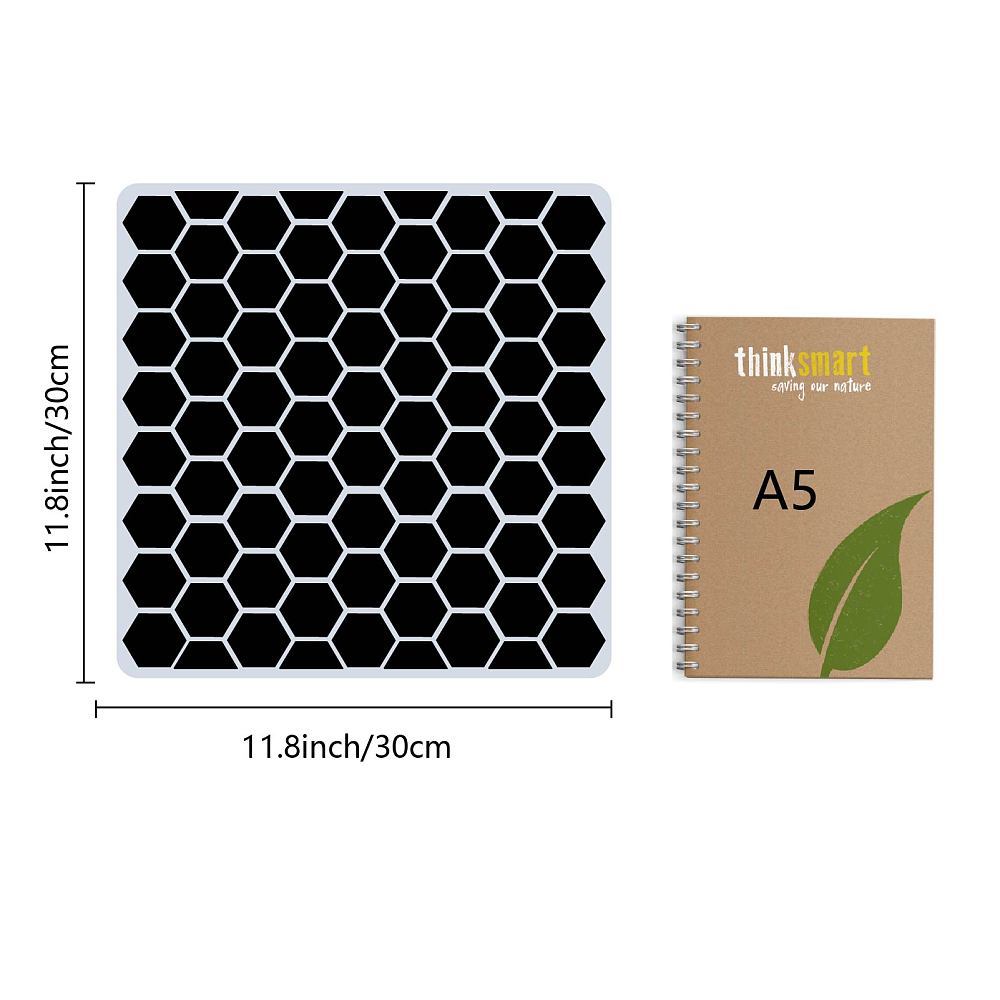 PET Plastic Drawing Painting Stencils Templates Square Creamy White Hexagon Pattern 30x30cm
