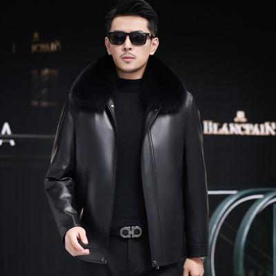 Зимняя новая кожаная куртка-пуховик мужская утолщенная теплая овчина кожаная куртка съемная подкладка кожаная куртка