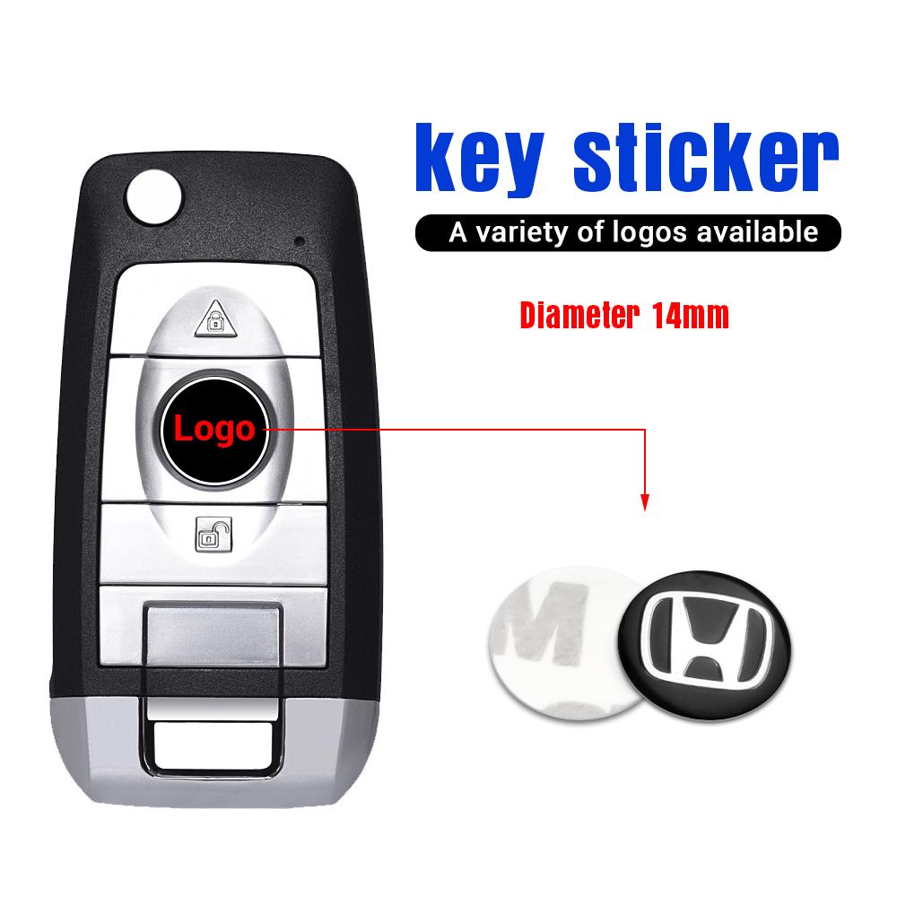 14mm 3D Car Key Remote Control Badge Stickers Emblem Decal For Honda Odyssey Mugen Civic Accord CRV Hrv Jazz CITY Fit Accessory TP6