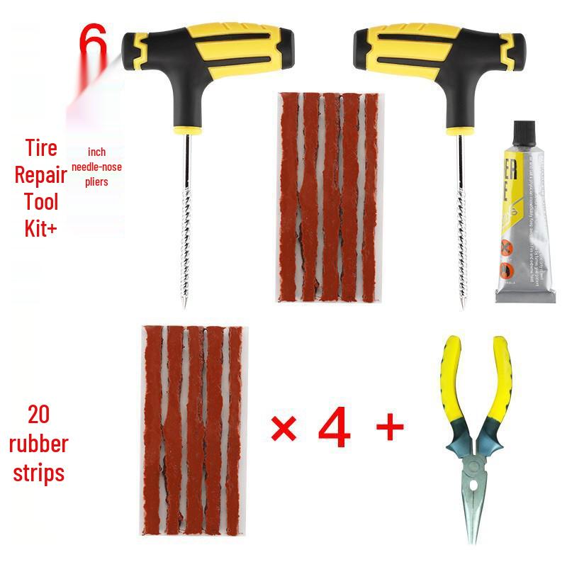 Набор для быстрого ремонта: Клей для вакуумной накачки шин автомобиля и мотоцикла и набор аварийных инструментов