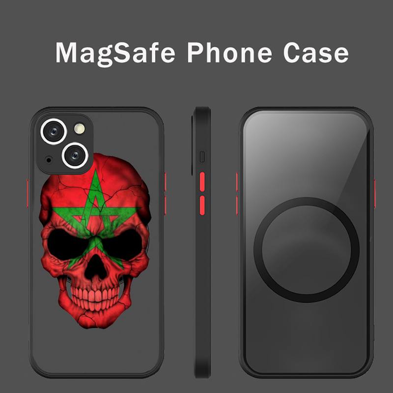 Чехол для телефона с флагом Марокко, прозрачный магнитный магнит Magsafe для iPhone 13 12 11 Pro Max Mini, чехол для беспроводной зарядки