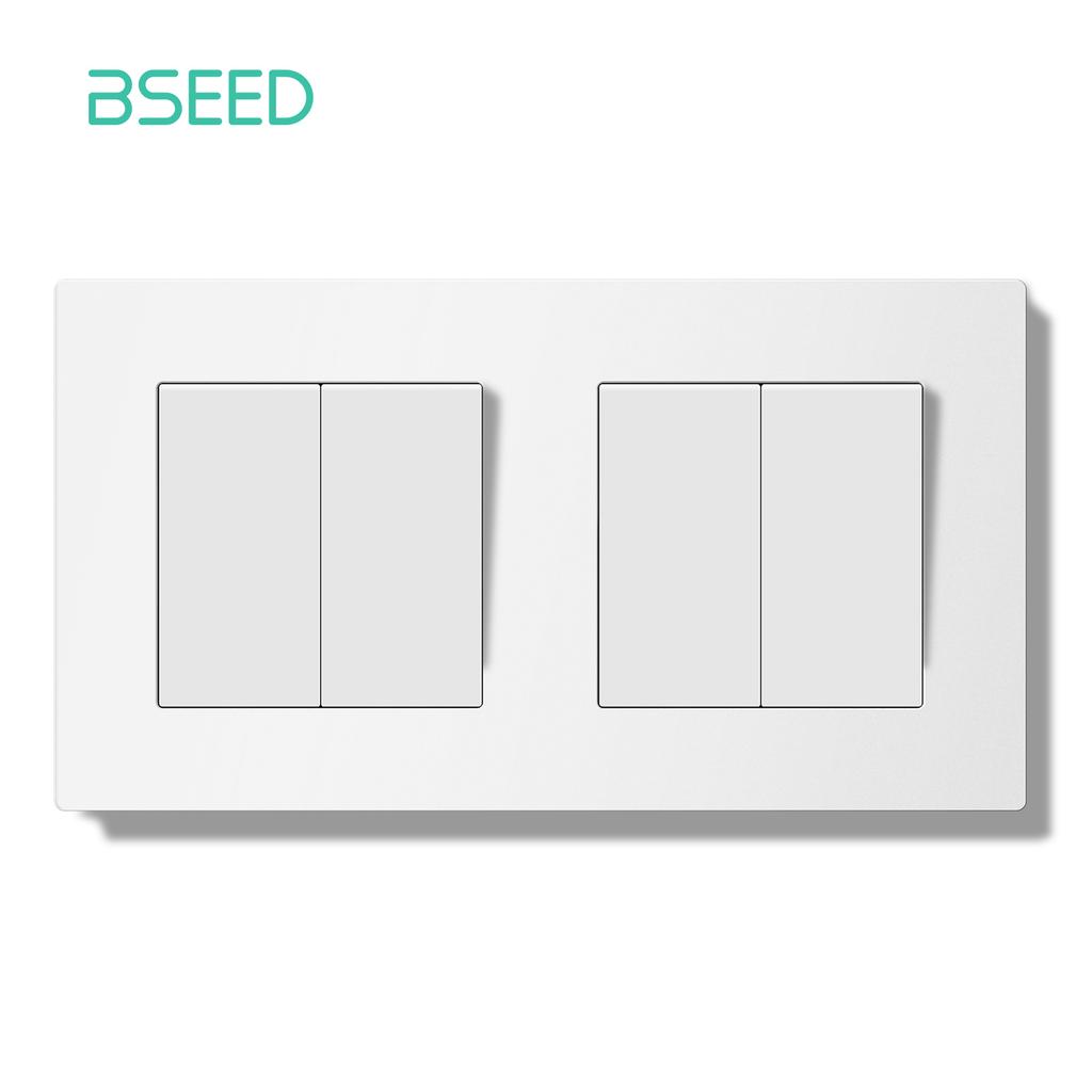 BSEED Выключатель света с LED Белая пластиковая рамка Настенный переключатель с индикаторной лампой Серия E Стандарт ЕС 1/2-полюсный/Сброс