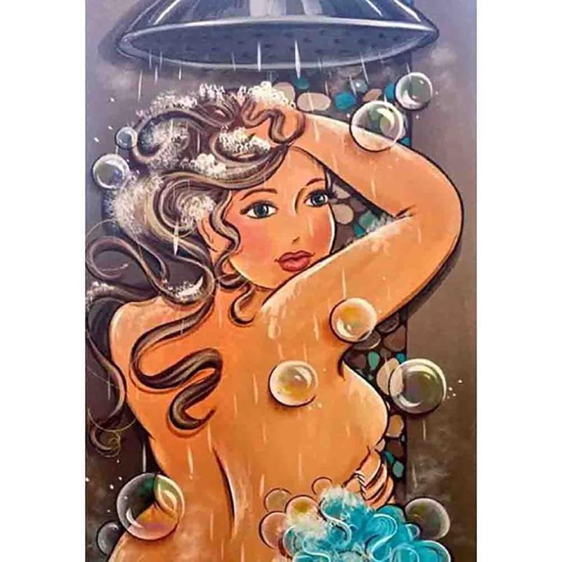 5D алмазная живопись толстая леди полная круглая дрель мультфильм алмазная вышивка толстая женщина картина скандинавская картина Декор для ванной комнаты