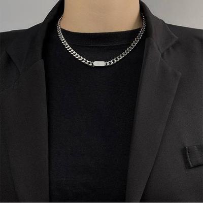 Ожерелье в стиле хип-хоп, модная мужская и женская короткая цепочка на шею из нержавеющей стали, металлическая, простая цепочка на ключицу