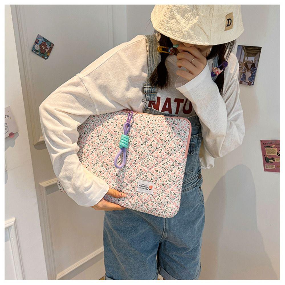 Floral Student Laptop Bag Puffy Tablet Sleeve Bag Cute Tablet Protective Case School