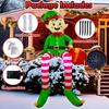 8 FT Christmas Inflatable Toys Decorations Outdoor Sitting Elf Holding Gift Bag Blow Up Christmas Decor Builtin LED Light Toy