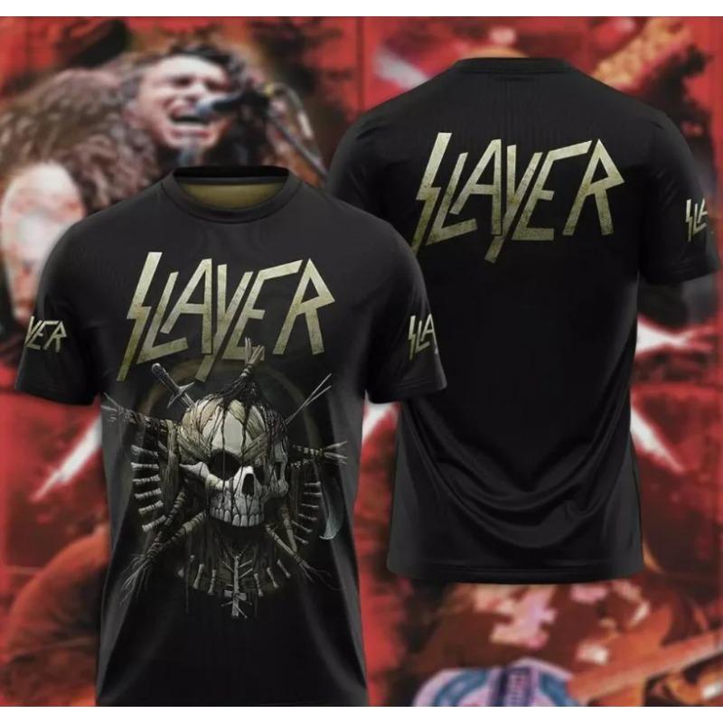 Популярные футболки с 3D-принтом рок-группы Slayer для мужчин и женщин, повседневные, с коротким рукавом, с круглым вырезом, оверсайз, топы, унисекс одежда