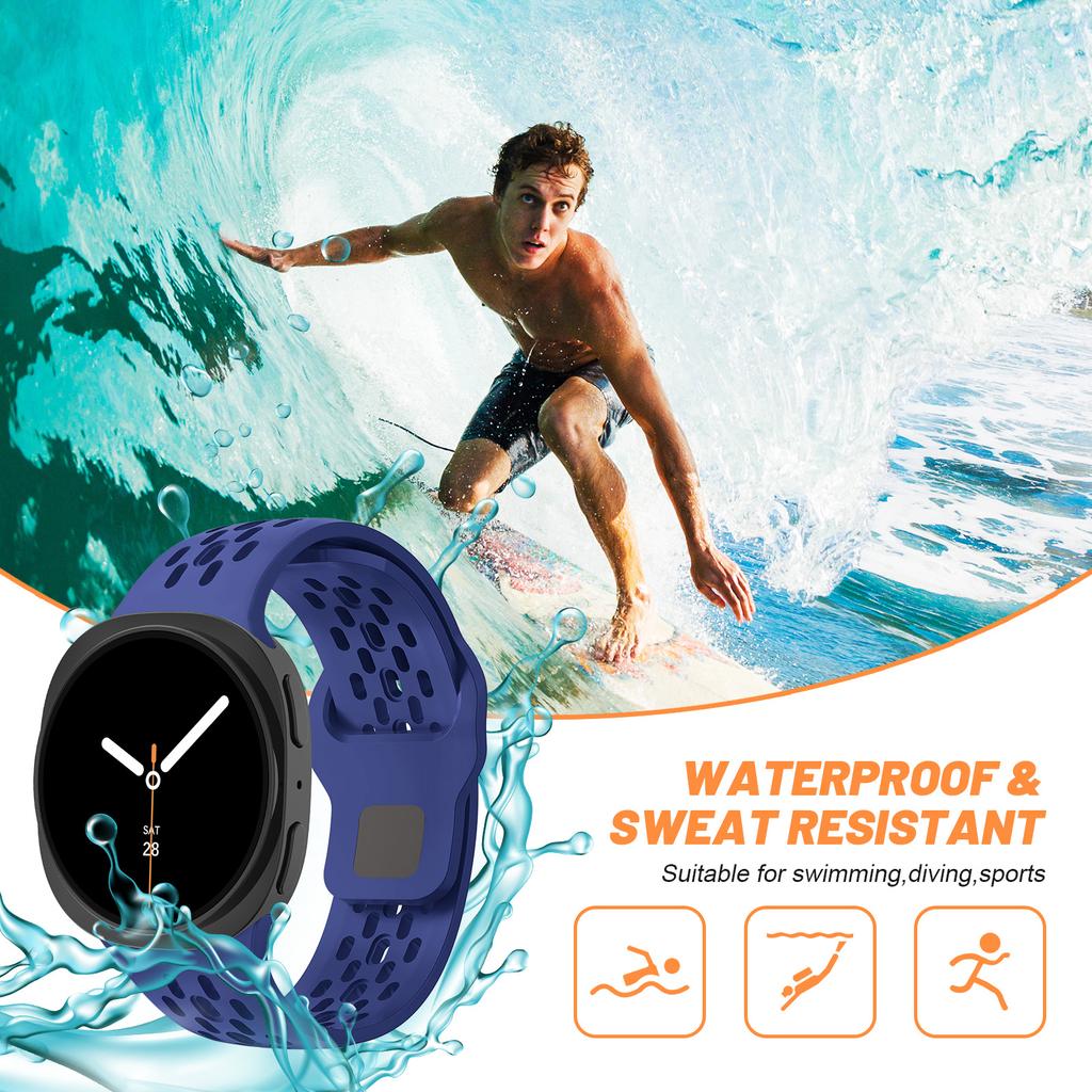 Резиновый ремешок для Samsung Galaxy watch 8/8 classic 46мм/44мм/40мм Дышащий спортивный браслет на запястье Correa Galaxy watch8 Ремешок