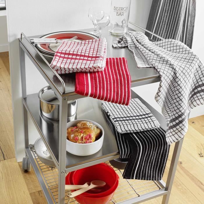 Torchons - Classico - Lot de 2 - 50 x 70 cm - 100% coton éponge - Rouge