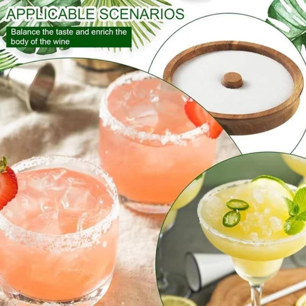 Wooden Seasoning Dish Round Cup Salt Rimmer Bar Accessories Sugar Edge Box  Drinks Garnish