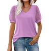 Женские повседневные свободные рубашки с v-образным вырезом и короткими рукавами, топы с пышными рукавами, футболки