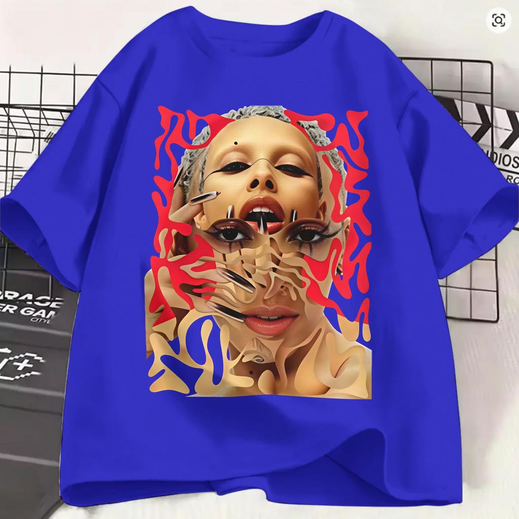 Оверсайз футболка Летняя Певица Doja Cat Модные футболки 100% Хлопок Футболка для Унисекс Y2k Классическая Большого Размера Короткий Рукав