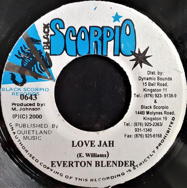 7-дюймовая пластинка EVERTON BLENDER Love Jah 0643 Black Scorpio 2000 Ямайка Регги Ска Даб Б/у