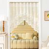 1PC Sheer Lace Embroidery Short Curtains Rod Pocket Top Window Drapery Triangular Gauze Home Decor Rustic Style Jacquard Flowers