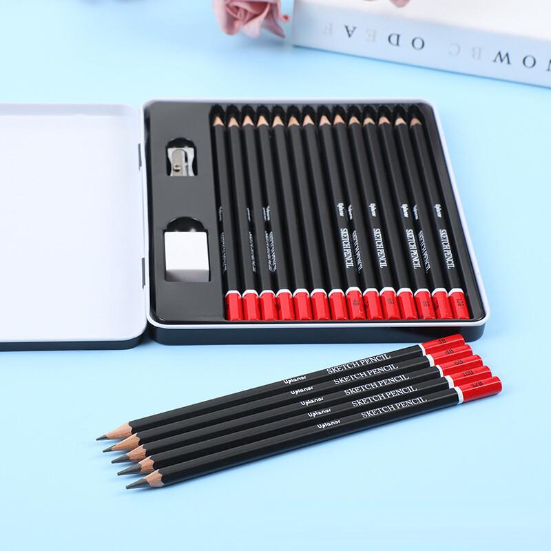 [14 шт./компл.] 6H-12B Набор деревянных графитовых карандашей Профессиональные карандаши для рисования эскизов для школы
