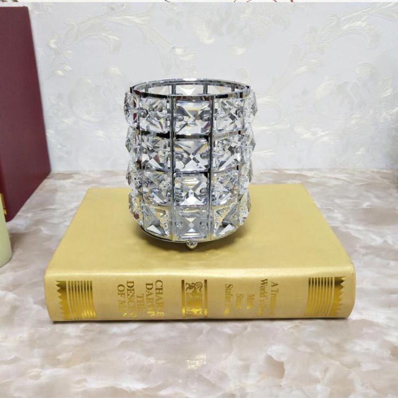 Silver/Gold Makeup Brush Holder Organizer Cosmetic Storage Box Brush Bucket Jewelry Box Pen Holder Desktop Finishing Crystal Ornaments