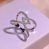 925 Silver New Ring Fashion Hand -Set Diamond Interwoven Square Ring Temperament Wild Jewelry Party Birthday Jewelry Gift