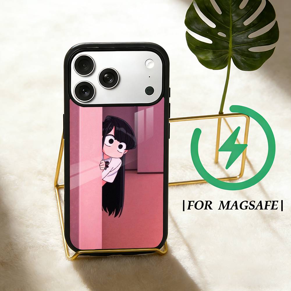 K-Komi Anime Cannot Communicate Phone Case For iPhone 17,16,15,14,13,12,Plus,Pro,Max For Magsafe Magnetic Wireless Charge