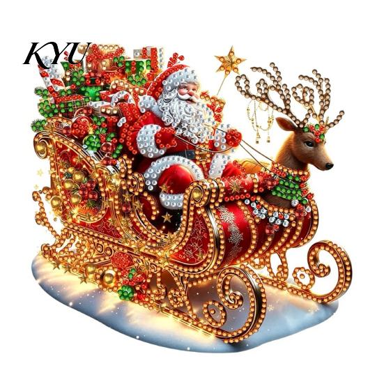 Educational Art Activity Christmas Faux Diamond Kit, Santa Snowman Hanging Ornament DIY Home Decor Projects Acrylic Pendant with Rhinestones Craft Kit