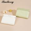 Womens Fashion Card Wallet With Solid Color Letter Printed And Two Fold Design