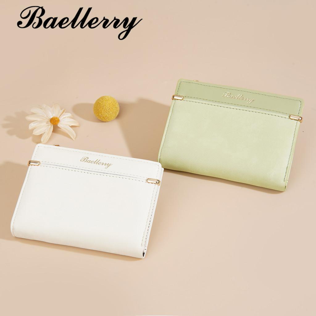 Womens Fashion Card Wallet With Solid Color Letter Printed And Two Fold Design