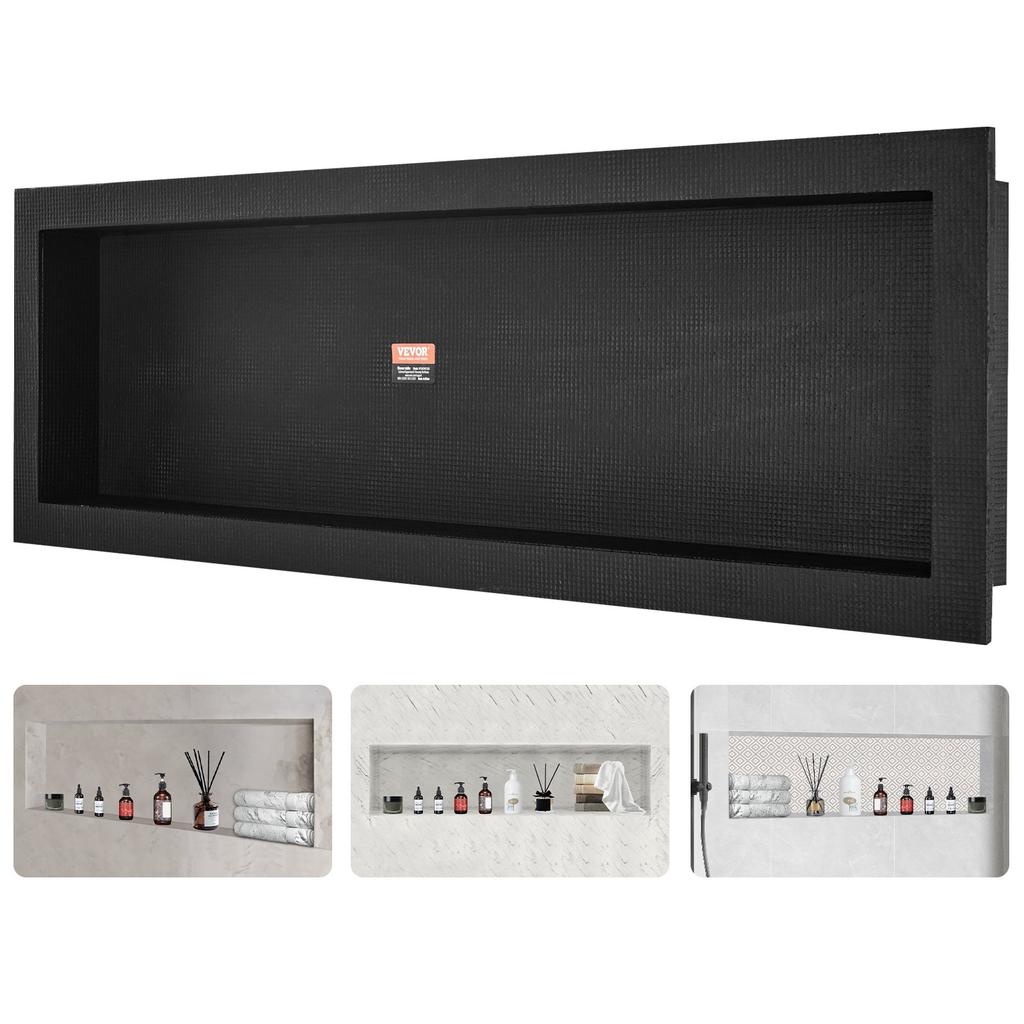 VEVOR Shower Niche Ready for Tile 40.64 x 127 cm, Single Shelf Organizer, Square Corners Wall-inserted Niche Recessed