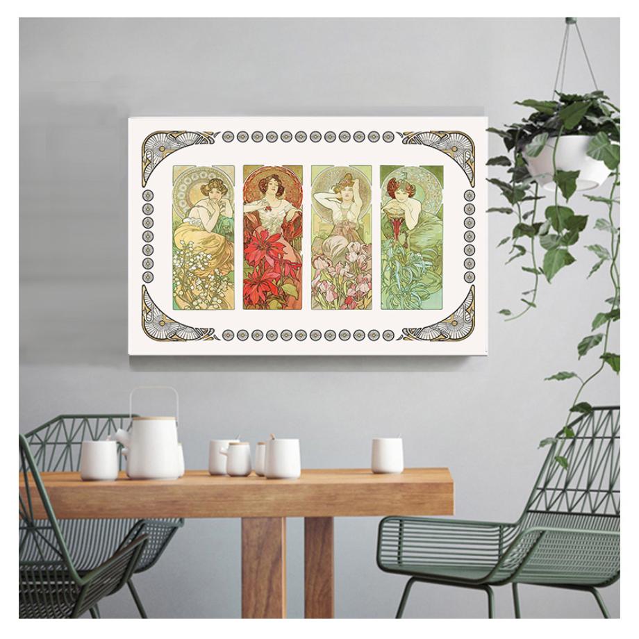 Goddess Alphonse Mucha Les Saisons Wall Art Poster Print Canvas Painting Nordic Vintage Pictures Living Room Home Decoration