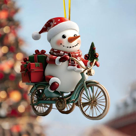 Рождественское украшение 2D плоский акриловый Санта-Клаус/Снеговик/Щенок елочные подвески для праздничной елки