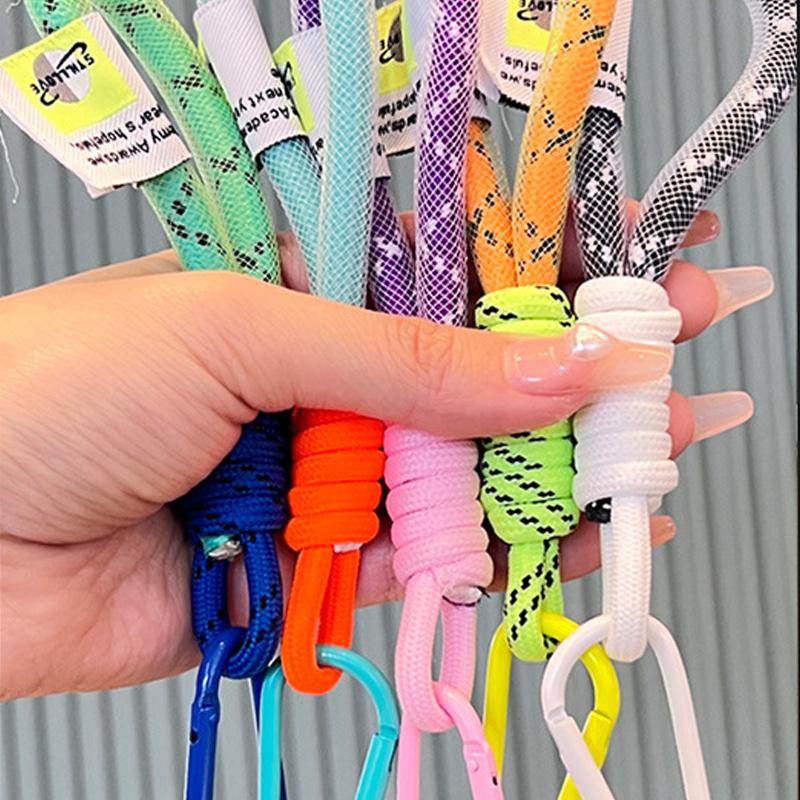 Ремешок флуоресцентного цвета для телефона, сетчатый ремешок для сумок, плетеные полоски, подвесной шнур для ключей, аксессуары для брюк, брелок