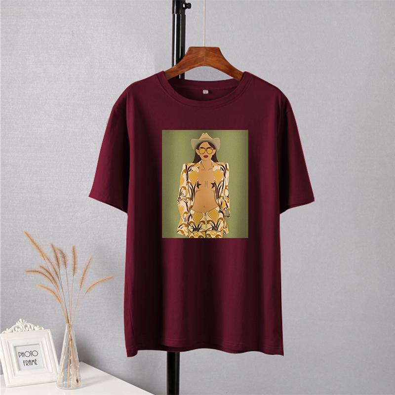 Женские футболки Hirsionsan High Street с графическим рисунком, летние мягкие футболки с круглым вырезом и короткими рукавами, 2023, повседневные свободные хлопковые базовые женские топы