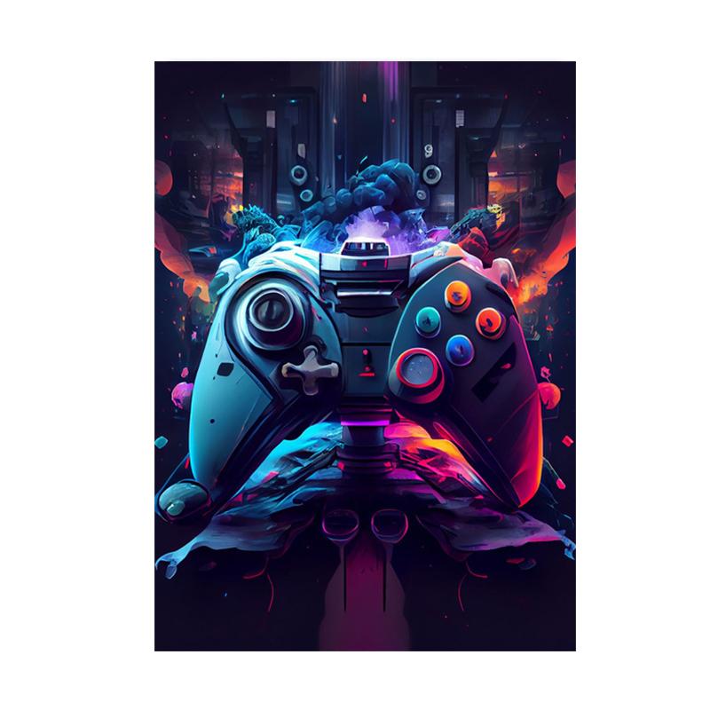 Мультяшные игровые контроллеры, консольные постеры и принты, наушники, холст, картины, настенное искусство для бара, игровая комната, домашний декор