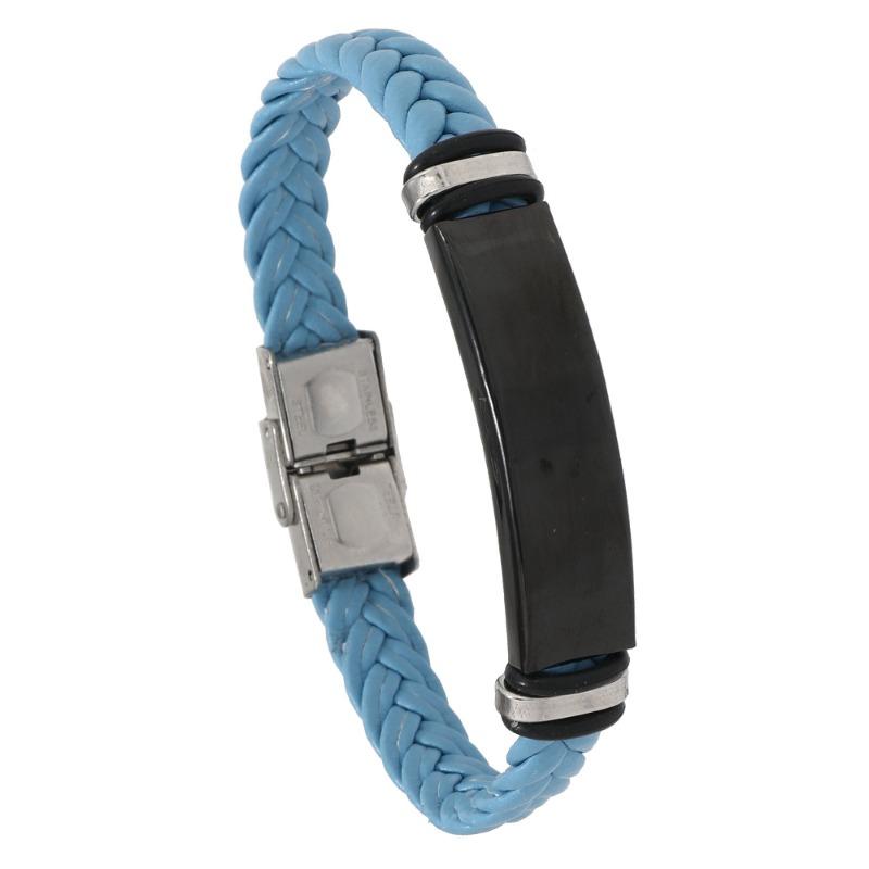 Beautiful jewelry braided stainless steel men bracelet casual glossy leather bracelet bracelet