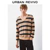 Мужской вязаный свитер UR 2025 Зимний, с блоками цвета и полосками, с V-образным вырезом