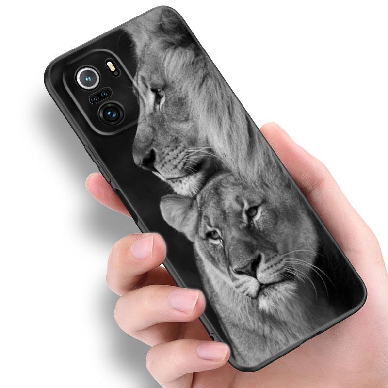 Силиконовый чехол для телефона Animal Lion Black для Xiaomi Redmi 7A 8A 9A 10A 11A 9C 10C 12C 13C 11 Prime A1 A2 Plus 12 4G Note 9T 12R